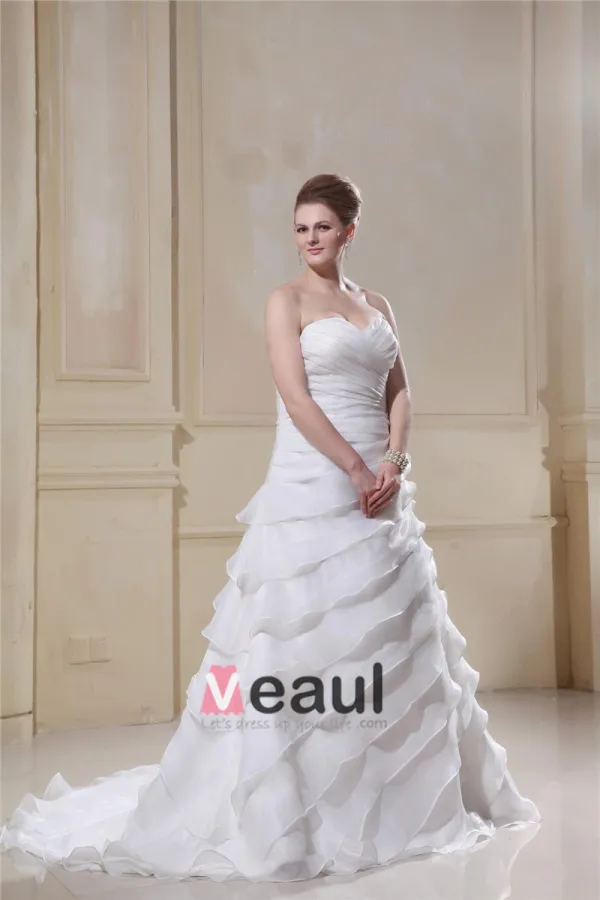 Elegant Chiffon Sweetheart Beading Applique Empire Sweep Plus Size Wedding Dresses