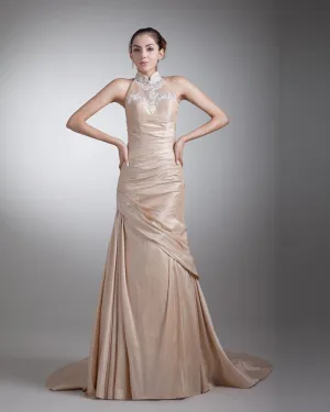 Taffetas Perles Ruffle Cour Train Robe Meres Genou De Robes De Mariée Invites