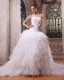 Tulle Perlage Arrangements Floraux Cathedrale Train Robes De Mariage De Robe