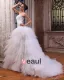 Tulle Perlage Arrangements Floraux Cathedrale Train Robes De Mariage De Robe