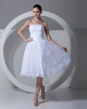 Dentelle Satin Fleur Bretelles A Volants Longueur Mini Robe De Mariée Plissee De The