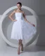 Dentelle Satin Fleur Bretelles A Volants Longueur Mini Robe De Mariée Plissee De The