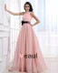Sloping Neckline Floor Length Beading Flower Empire Pleated Chiffon Woman Evening Party Dress