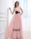 Sloping Neckline Floor Length Beading Flower Empire Pleated Chiffon Woman Evening Party Dress