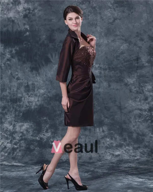 Strapless Knee Length Chiffon Beading Mothers of Bride Special Guests Dress