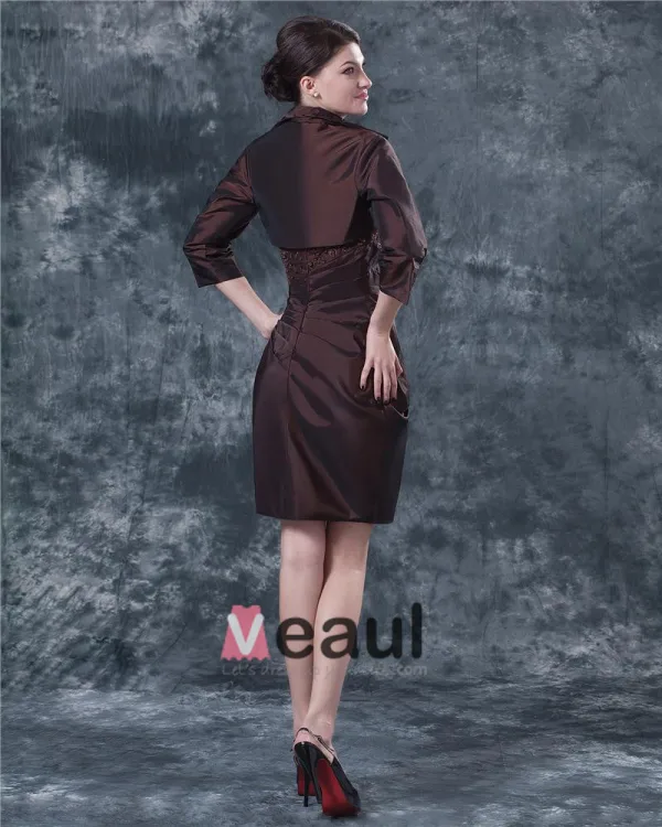 Strapless Knee Length Chiffon Beading Mothers of Bride Special Guests Dress