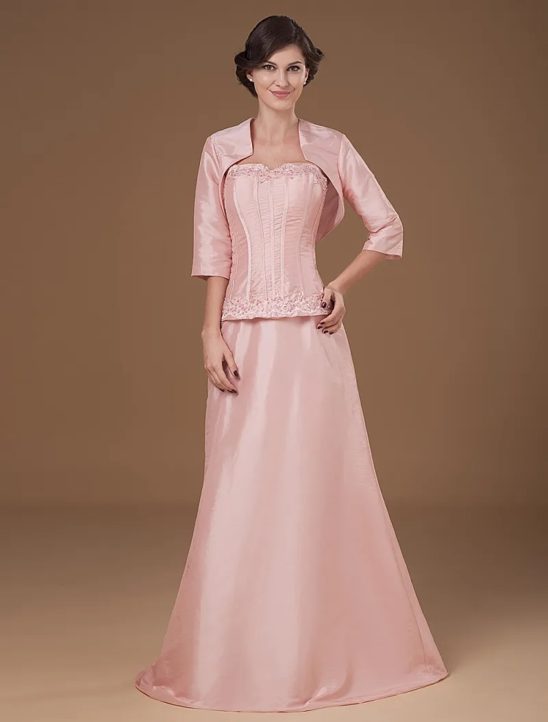 Taffeta Satin Sweetheart Perler Gulv Lengde Modre Av Bruden Gjester Kjoler