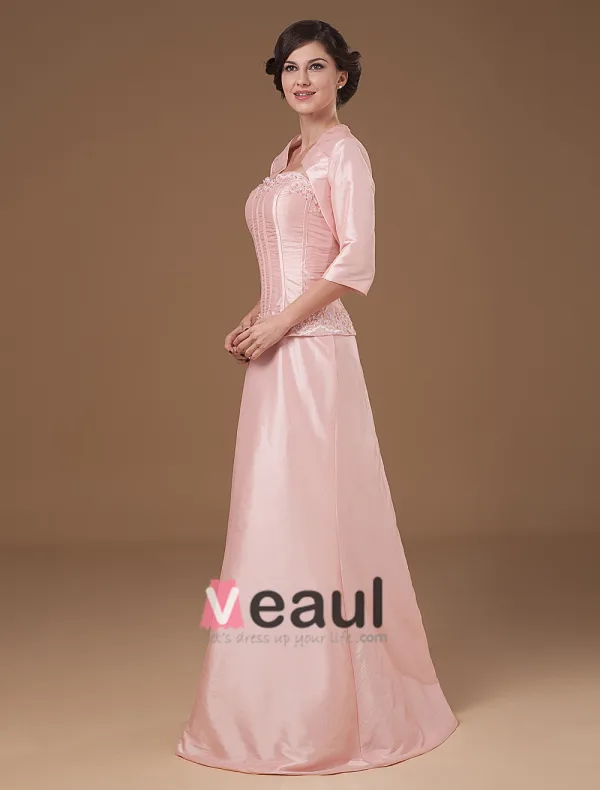 Taffeta Satin Sweetheart Beads Floor Length Mothers of Bride Guests Dresses