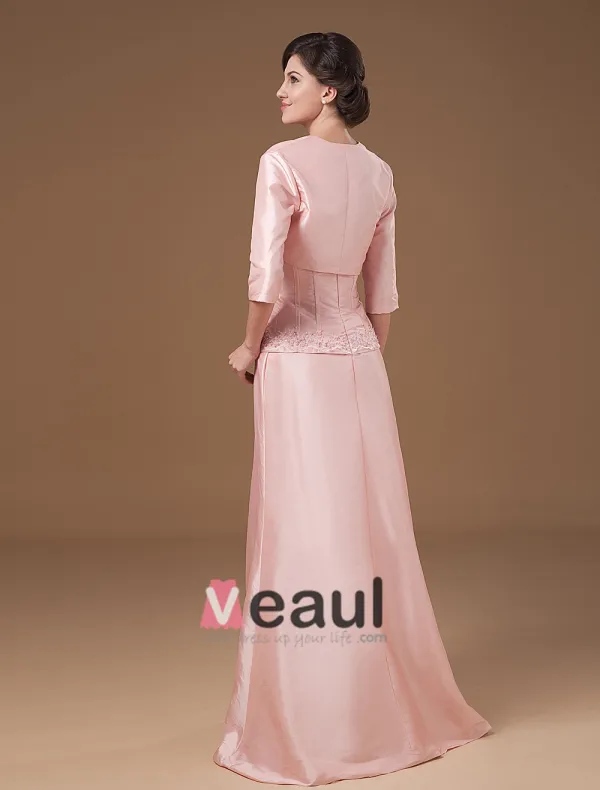 Taffeta Satin Sweetheart Beads Floor Length Mothers of Bride Guests Dresses
