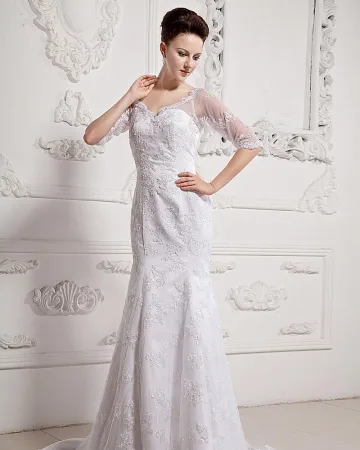 Dentelle Tribunal Sirène Robe De Mariée Longue Robe De Mariage De Douille