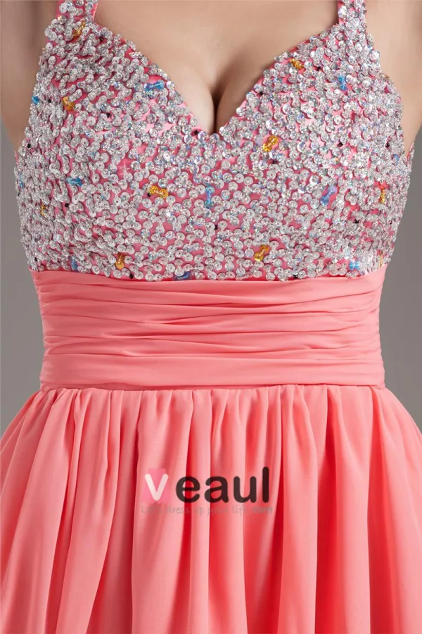 Chiffon Perler Kjaereste Krusning Kort Mini Imperium Cocktail Kjoler Festkjoler