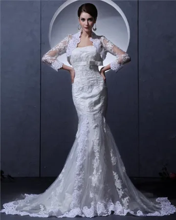 Applique De Tulle Tribunal Gaine Nuptiale Robe De Mariée Robe Bustier Perle