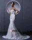 Tulle Applique Beaded Strapless Court Sheath Bridal Gown Wedding Dress