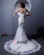 Tulle Applique Beaded Strapless Court Sheath Bridal Gown Wedding Dress