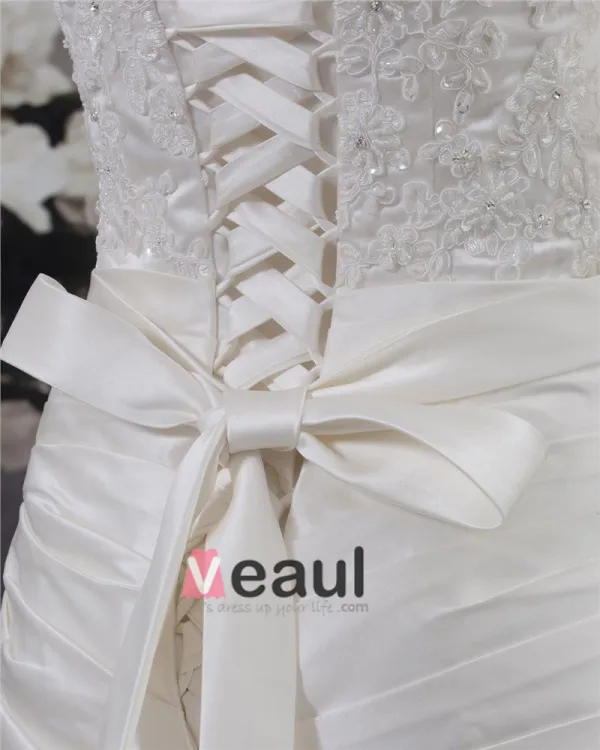 Taffeta Applique Sweetheart Cathedral Train Mermaid Wedding Dresses