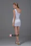 One Shoulder Thigh Length Beading Pleated Imitation Silk Women Cocktail Dress