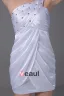 One Shoulder Thigh Length Beading Pleated Imitation Silk Women Cocktail Dress