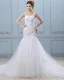 Rüscheapplique Einreiher Zurück Satin Grenadine Mermaid Brautkleid