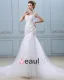 Rüscheapplique Einreiher Zurück Satin Grenadine Mermaid Brautkleid
