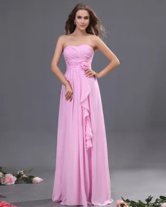 Chiffon Ruffle Floor Length Bridesmaid Dresses
