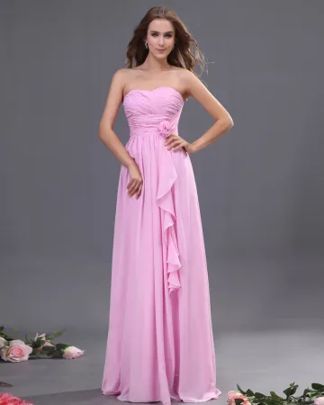 Chiffon Ruffle Floor Length Bridesmaid Dresses