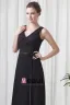 Formal V Neck Floor Length Ribbon Pleated Chiffon Bridesmaid Dress