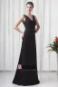 Formal V Neck Floor Length Ribbon Pleated Chiffon Bridesmaid Dress