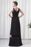 Formal V Neck Floor Length Ribbon Pleated Chiffon Bridesmaid Dress