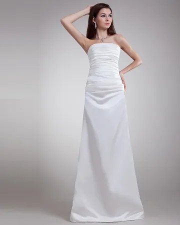 Satin A Volants Longueur De Plancher De Robe De Mariée Fourreau Bustier