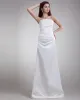 Satin Ruffle Strapless Floor Length Sheath Wedding Dress