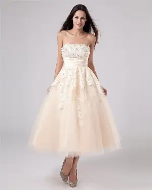 Applique Fil The Longueur Mini Robe De Mariée De Mariée Robe Bustier