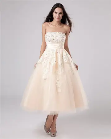 Applique Fil The Longueur Mini Robe De Mariée De Mariée Robe Bustier