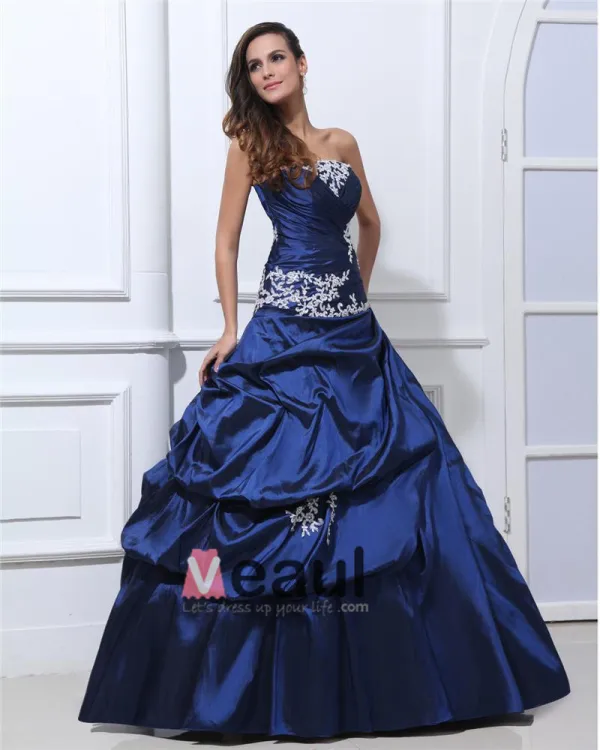 Appliques Taffetas Plisse Perles Etage Longueur Des Robes Bustier Robe De Bal