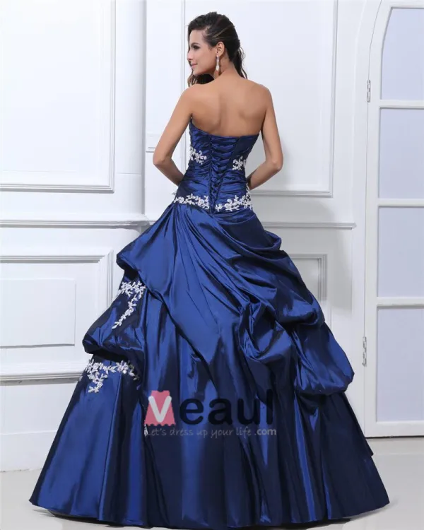 Appliques Taffetas Plisse Perles Etage Longueur Des Robes Bustier Robe De Bal