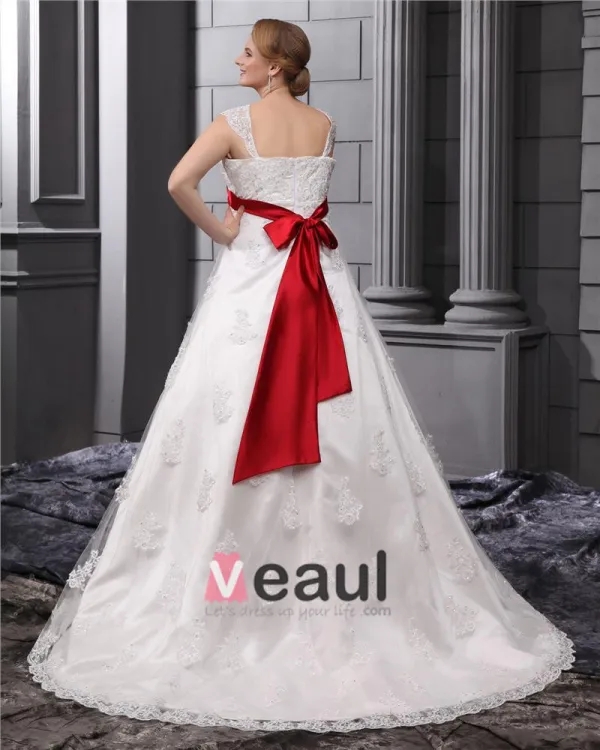 Lace Beads Applique Square Neck Floor Length Plus Size Bridal Gown Wedding Dress