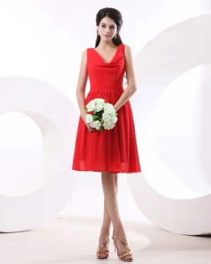 Chiffon Pleat Knelange Brudepikekjoler