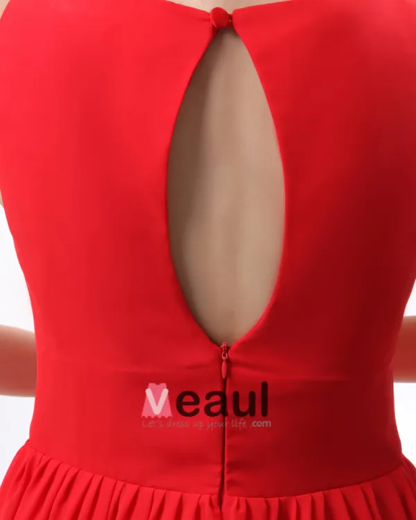 Pli Du Genou Robes De Demoiselle D'honneur De Mousseline De Soie Longueur