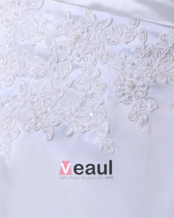 Lace Satin Applique Sweetheart Cathedral Train Sheath Wedding Dresses