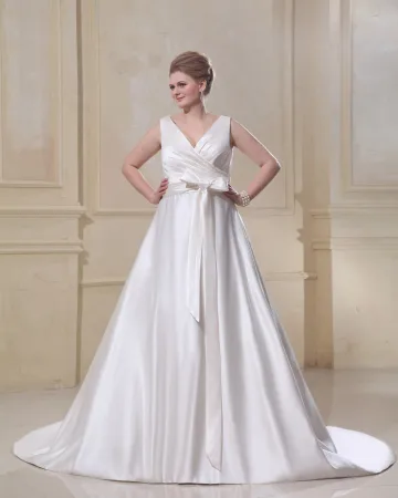 Echarpe A Volants V Cour De Cou Plus La Taille Des Robes De Mariée De Mariage De Robe