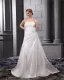 Satin Beaded Embroidery Sweep Plus Size Bridal Gown Wedding Dress