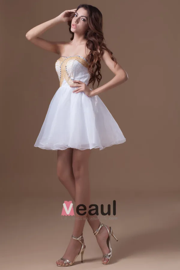 Organza Mini Beading Kjaereste Plissert Kvinner Cocktail Kjoler Festkjoler