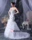 Satin Yarn Beading Ruffle Sweetheart Cathedral Train Mermaid Wedding Dresses