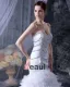 Satin Yarn Beading Ruffle Sweetheart Cathedral Train Mermaid Wedding Dresses