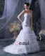 Satin Yarn Beading Ruffle Sweetheart Cathedral Train Mermaid Wedding Dresses