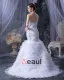 Satin Yarn Beading Ruffle Sweetheart Cathedral Train Mermaid Wedding Dresses