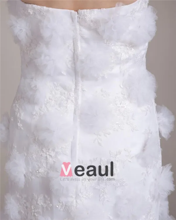 Longueur De Plancher De Satin De Fleur De Fil De Femmes De Robe De Mariée Sirène Bustier