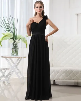 Beautiful Empire One Shoulder Floor Length Chiffon Women S Bridesmaid Dress