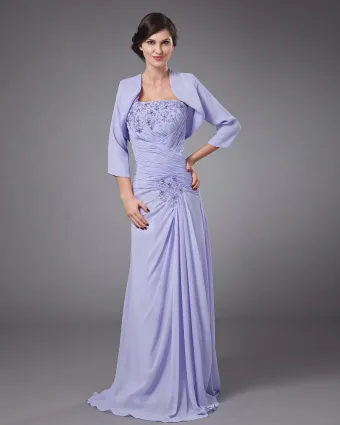 Chiffon Row Flower Beading One Shoulder Floor Length Mothers Of Bride Guests Dresses