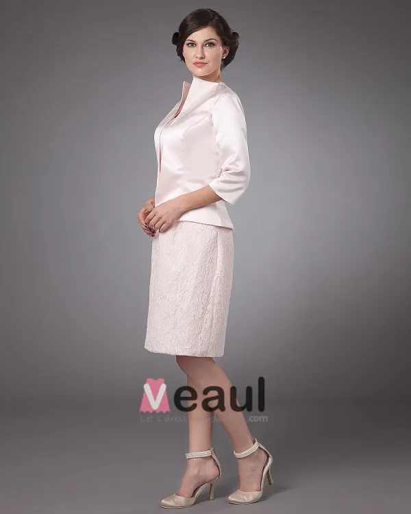 Absorbing Square Knee Length Satin Applique Mother of the Bride Dress