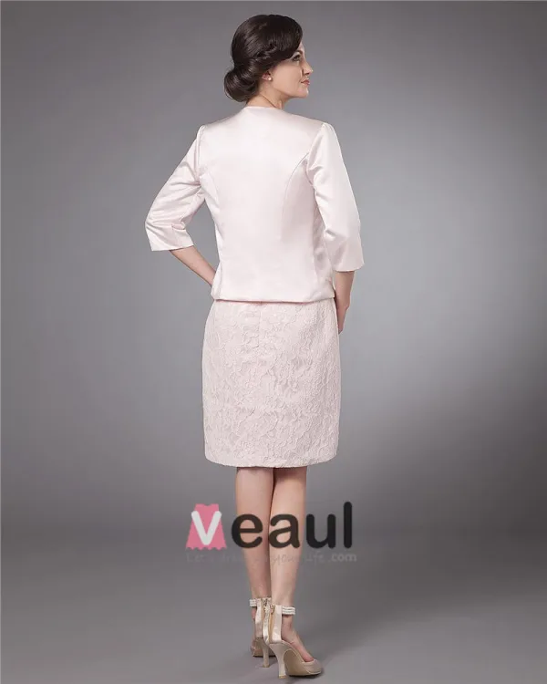 Absorbing Square Knee Length Satin Applique Mother of the Bride Dress
